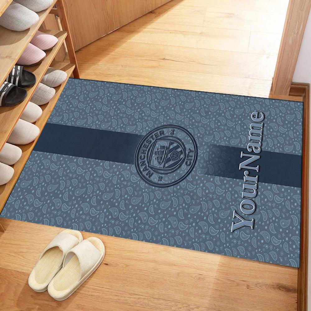 Manchester City Customize Your Name Carpet Design for Dormitory Hallway Study room Balcony Anti-slip Rug Office home decor Gift for Festivals