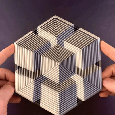 Hexagon Twist Stress Printed Hexagon Fidget Relief 3D Illusion Toy Anxiety Toy Adults Portable Travel Hexagon