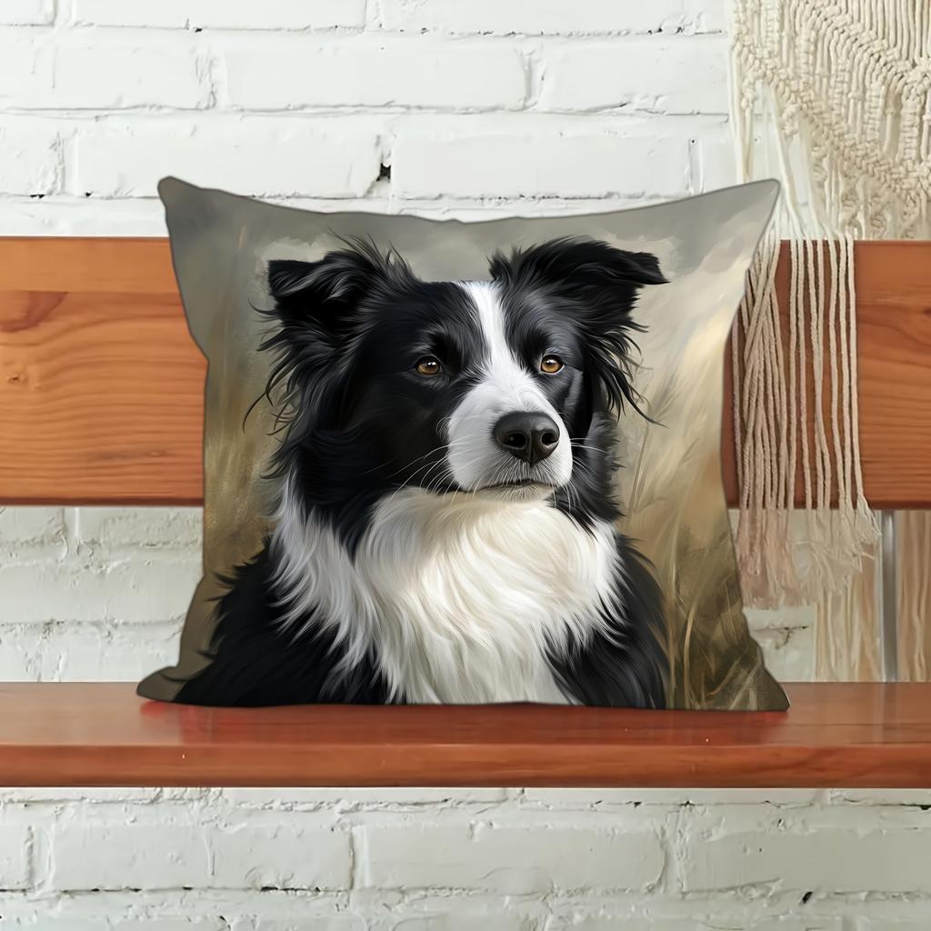 1 Stück Border Collie Kissenbezüge Schlafzimmer Sofa Quadratischer Kissenbezug Wohnzimmer Stuhl Kissenbezüge Innen Hausdekoration Geschenk