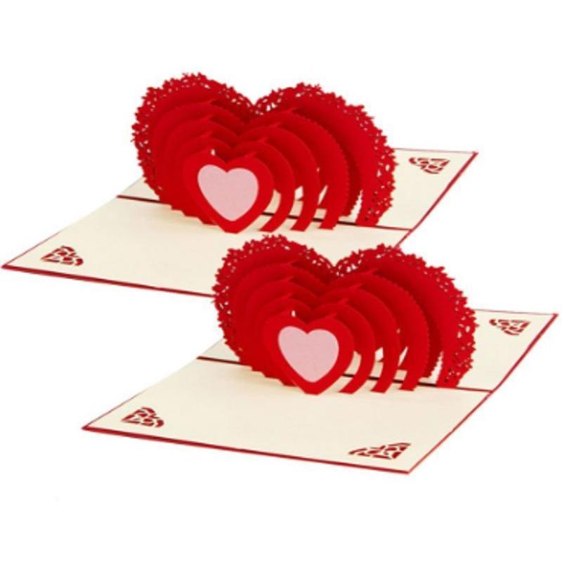 3D Creative Card Heart To Heart Anniversary Valentine Birthday Thank You Christmas Suitable Household Festival Party Supplies