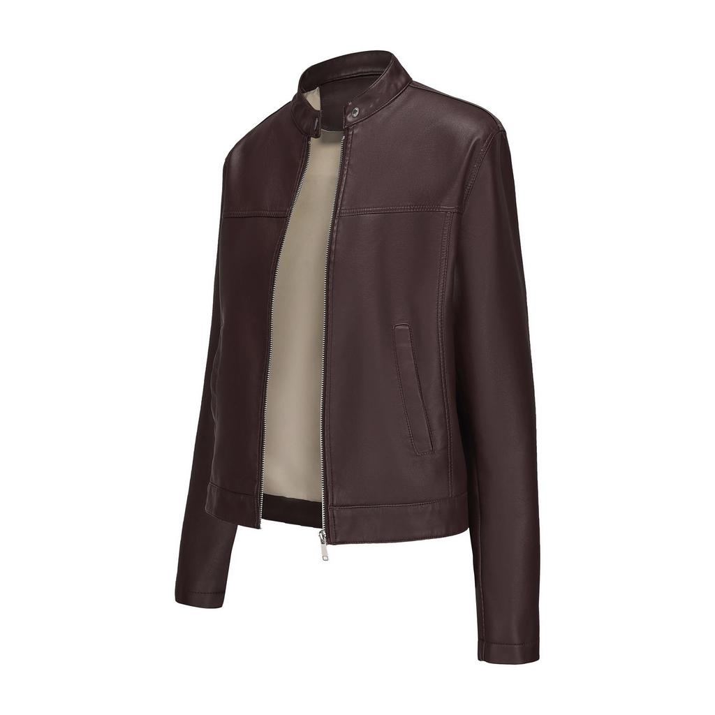 Women’s Leather Suede Jackets Faux Leather Fleece Lined Zip Up Motorcycle Coats Bomber Jacket Fashion Street Wear