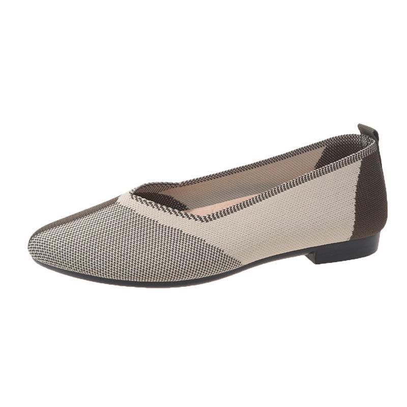 Women s Pointed Toe Flyknit Slip-On Shoes - Low Heel Flat Bottom for Spring/Autumn 2024 35