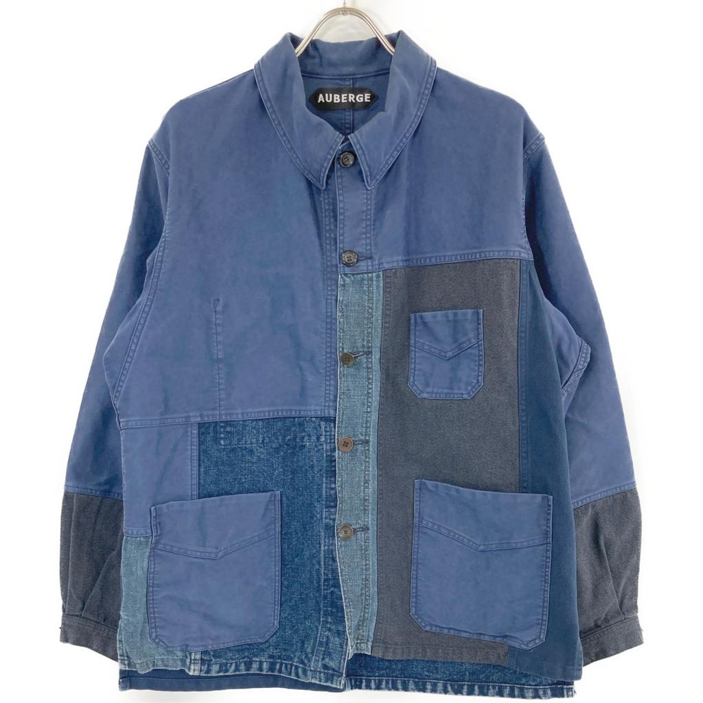 AUBERGE Indigo cotton linen patchwork coverall jacket Jacket 42 NavyUsed