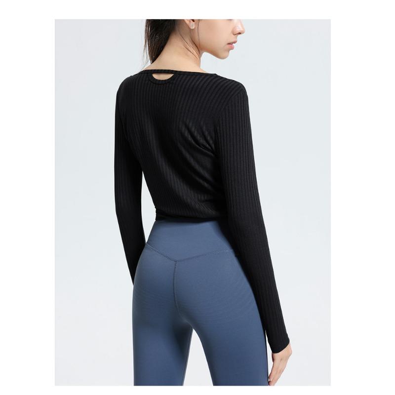 Damska sportowa, obcisła, długa, z rozcięciem, joga, top fitness