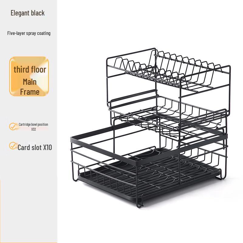 CMAOS 3-Tier Carbon Steel Countertop Dish Rack
