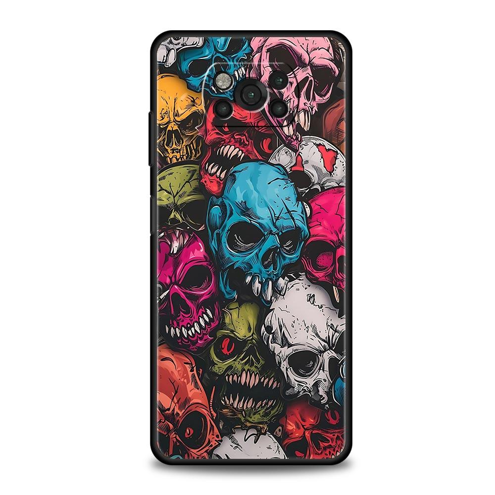 Skeleton Skull Phone Case for Xiaomi Poco F7 F6 F5 F4 F3 X6 X5 X4 X3 NFC F7 Ultra M4 C51 C55 GT 5G Soft TPU Cover Fundas Capas