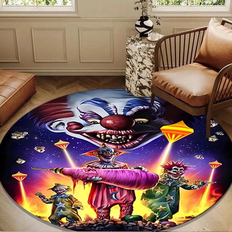 Clown Horror Round Rug for Livingroom,Bedroom, Palyroom, Chair Rug, Area Rug, Circle Carpet, Large Size Fan Christmas Gift