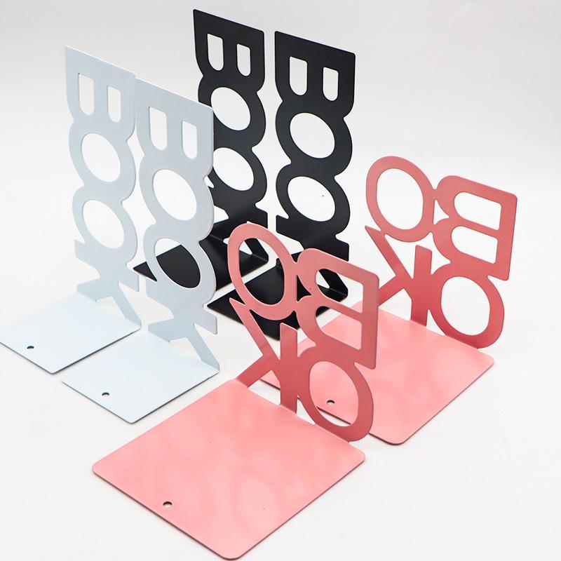 Powder Pink Letter-Shaped Metal Book Stand and Desktop Book Holder