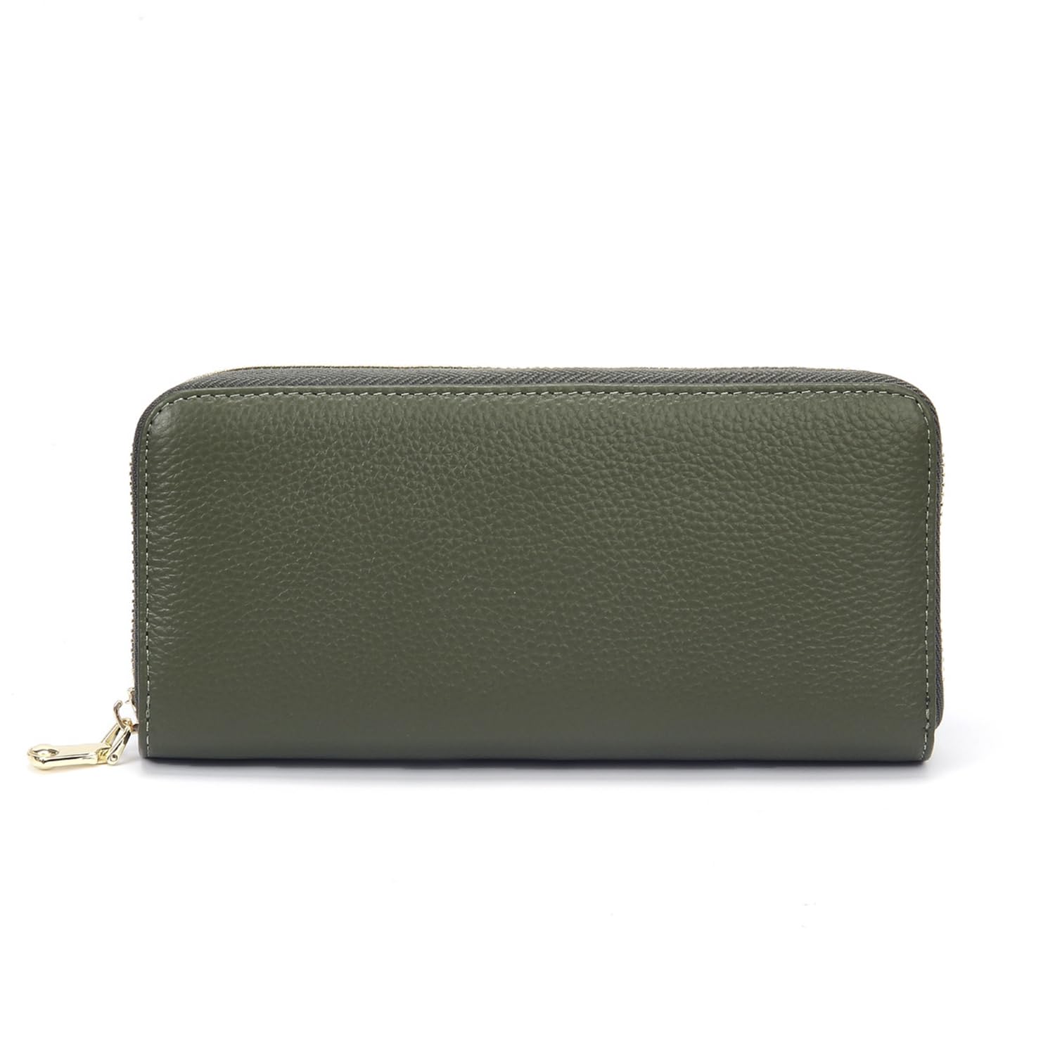 

[smile mode] Genuine Cowhide Leather Long Wallet for Men and Women, Compact, Large Capacity, Card Slots, Stylish, Skimming Prevention (Khaki)