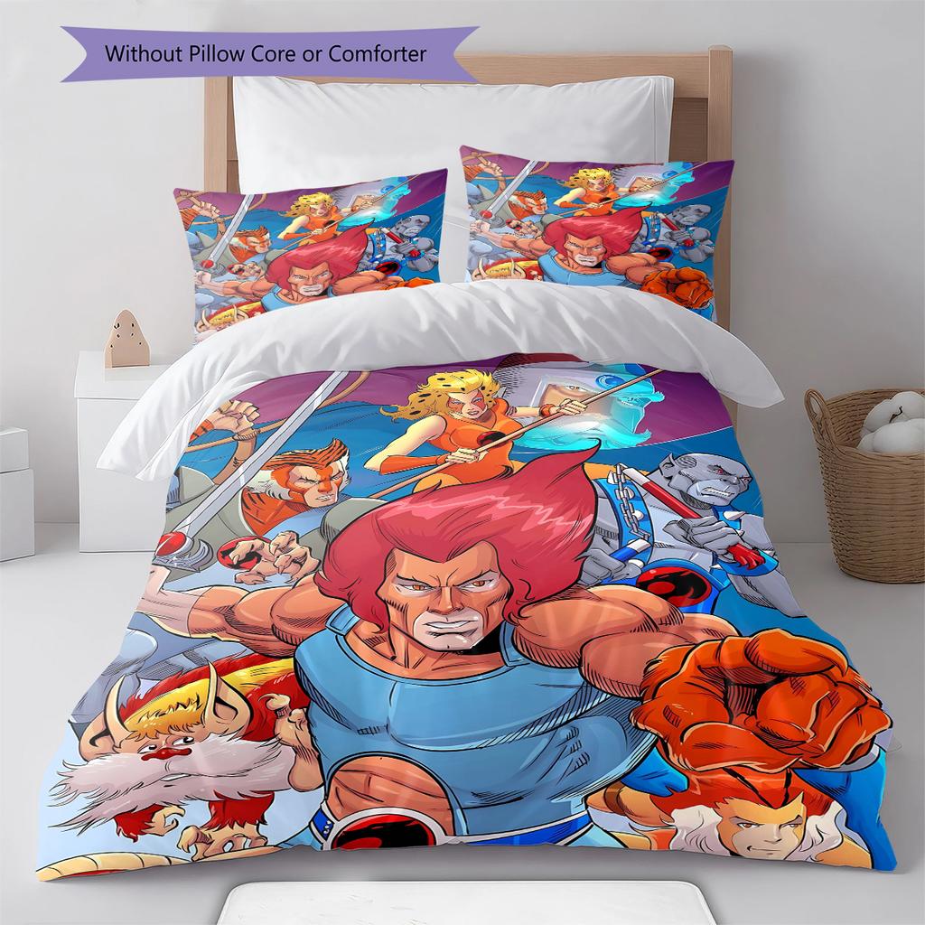 Thundercats Vzor Povlečení Sada Prošívaných Dek Quilt Cover Povlak na Polštář Domácí Dekorace Dárek (1 * povlak na peřinu + 2 * povlak na polštář, bez jádra)