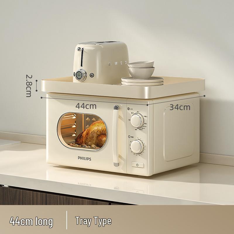 Cremefarbenes Doppelschicht-Küchenregal im Stil für Mikrowelle und Reiskocher