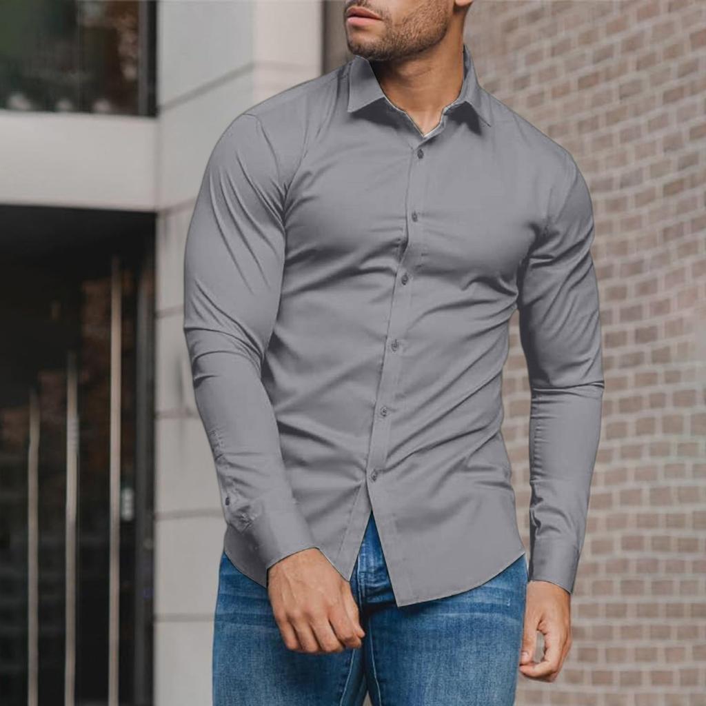 Chemise à manches longues pour homme, couleur unie, design de style décontracté et mature, chemise intérieure de costume polyvalente