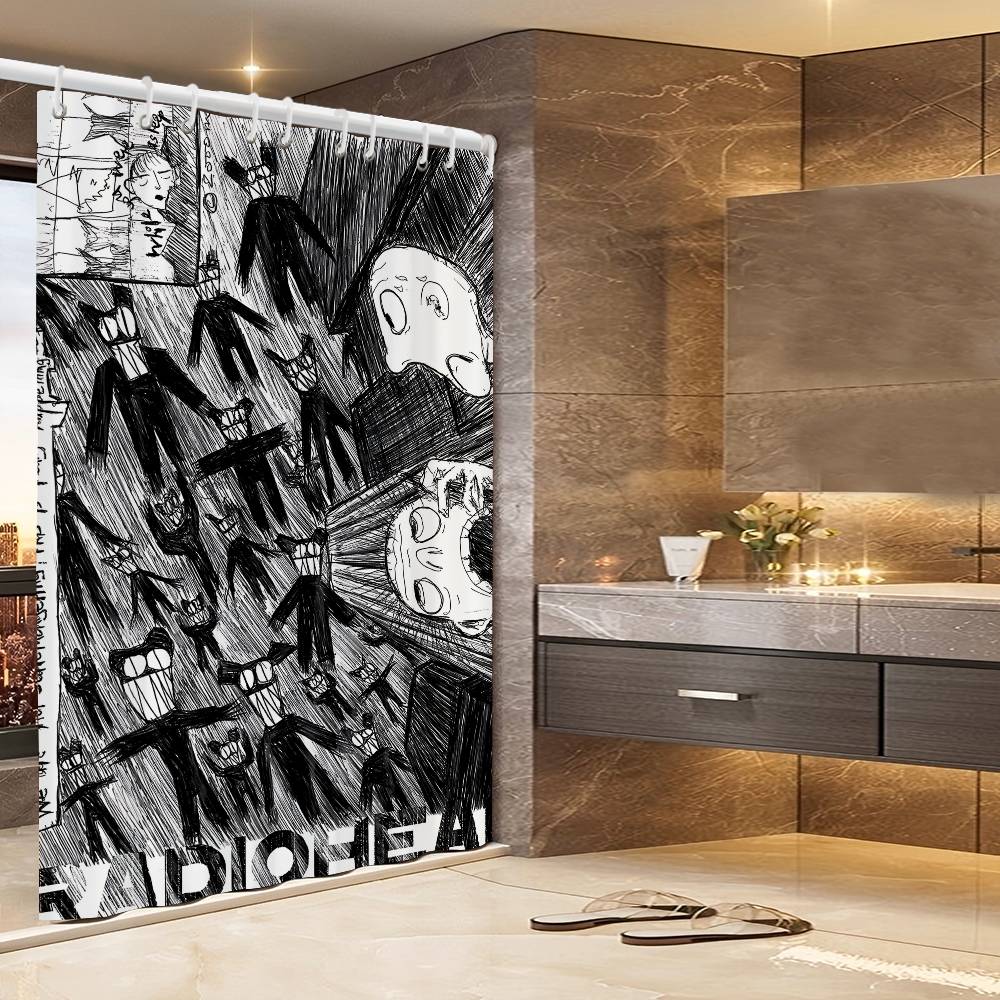 

Rock Band Radioheads Waterproof Fabric Shower Curtain Bathroom Decoration Curtain Home Hawaiian Style Shower Curtain W60H190(CM)-1 Pcs