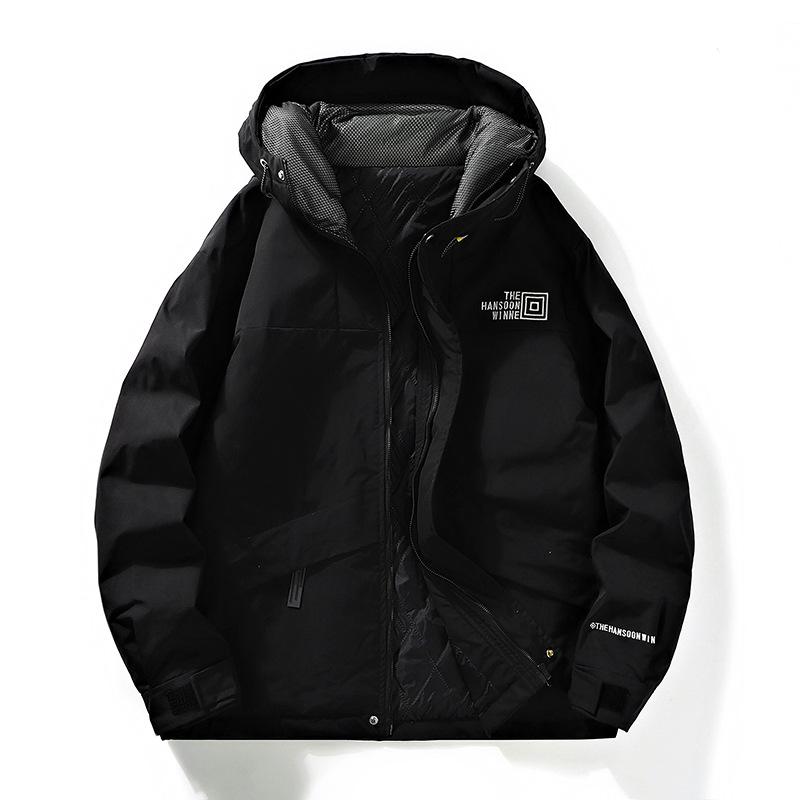 Autumn and Winter Windproof and Waterproof Cotton Clothing Trendy Brand Contrasting Color Stitching Hooded Cotton-padded Jacket