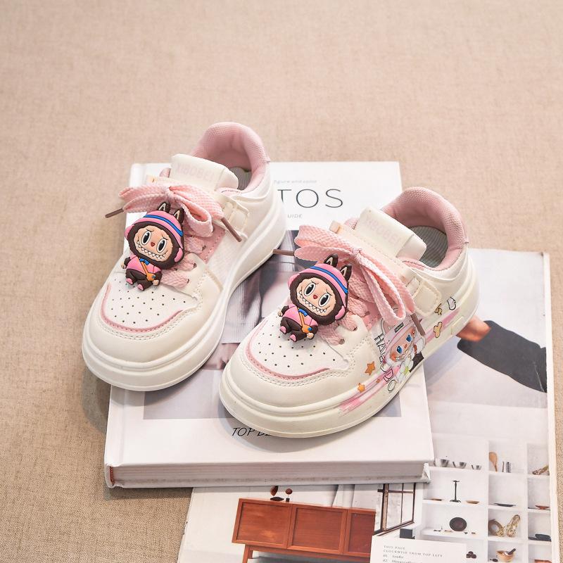 Pantofi fete Labubu 2025 nou vară copii pantofi albi mici talpă moale casual sport pantofi de skate fată explozie