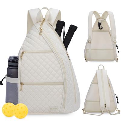 Sucipi Pickleball Bag for Women Pickleball Backpack Quilted Crossbody Sling Bagpack Tennis Back Pack Pickle Ball Paddle Bag