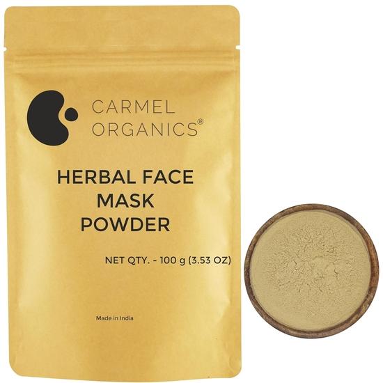 

CARMEL ORGANICS Herbal Face Mask Powder 100gm – Blend of 8 Natural Herbs for Glowing Skin, Detox, and Nourishment , No Added Preservatives 100GM