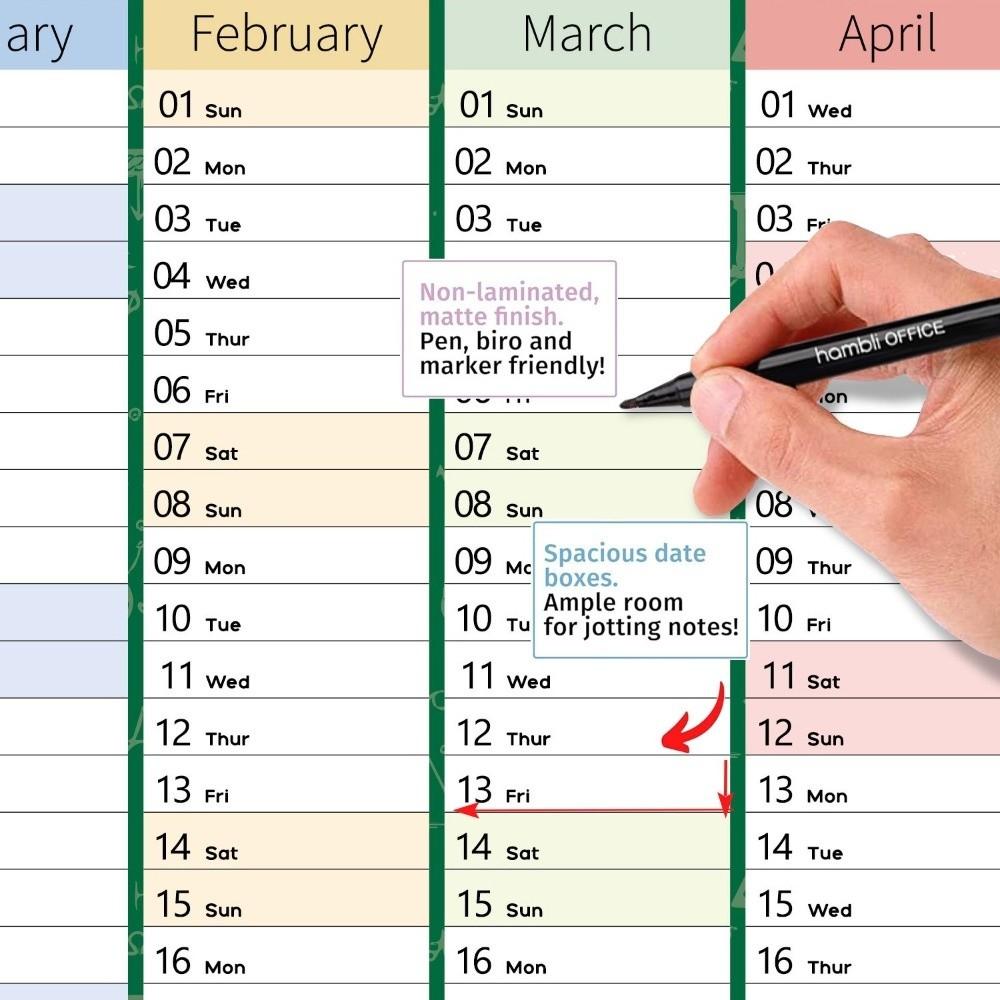 Aufgabenliste Zeitplan Großer Wandkalender 2026 365 Tage Planerblatt Heim Büro