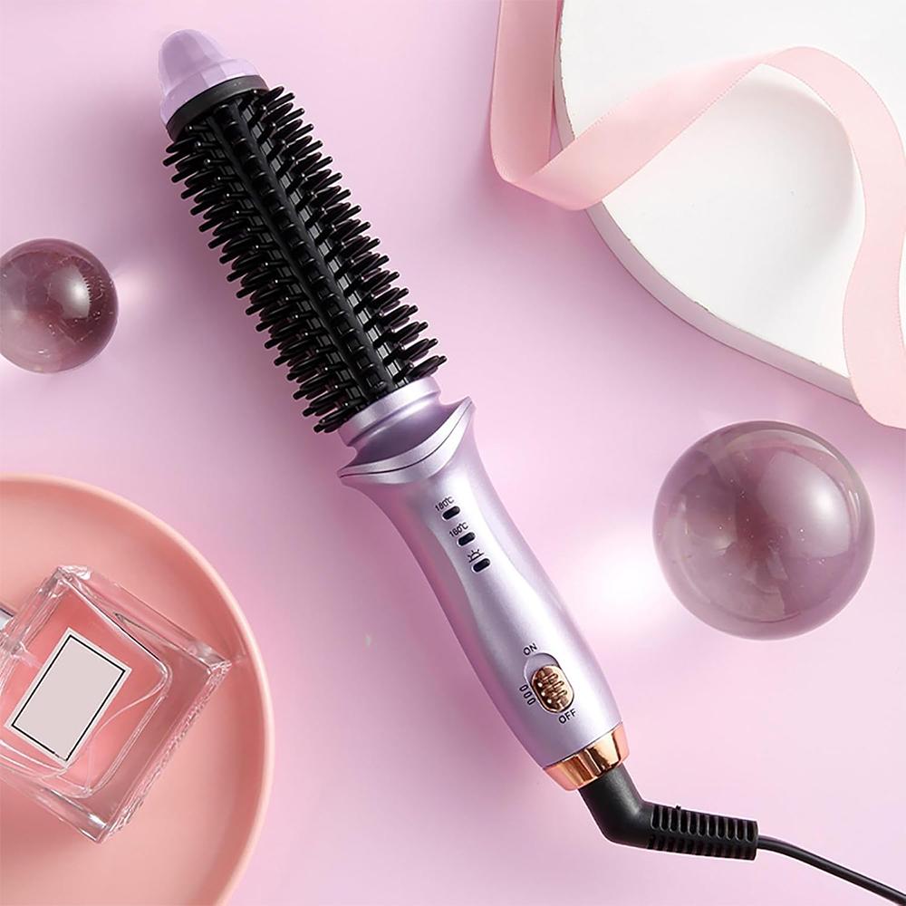 

Керамическая щетка-плойка для путешествий 3/4 дюйма Нагреваемая щетка для завивки Нагреваемый турмалиновый керамический стержень для коротких и длинных волос EU фиолетовый