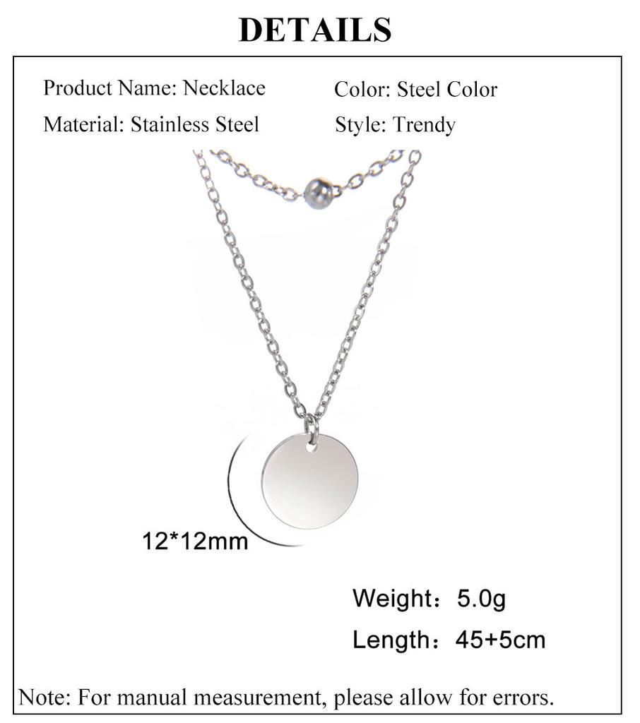 Cazador Double Layer Chain Necklace for Women Stainless Steel Round Dics Pendant Beads Chain Minimalisst Jewelry Fashion Choker
