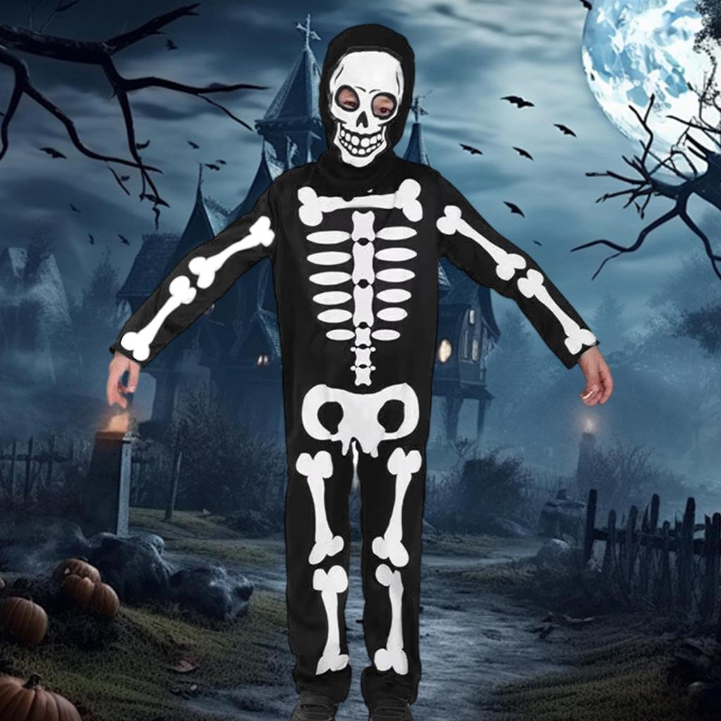 Halloween Kostým Lebka Cosplay Strach Grim Reaper Kostým Chlapci Dívky Dětské Kostýmové rekvizity Kostým Lebka Kostým Převlek Aktivity Škola teroru