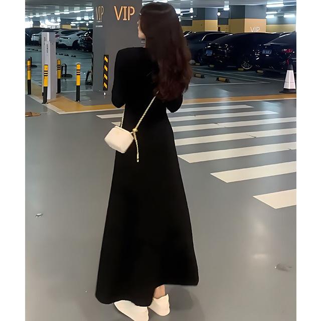 Big Pendulum A-shaped Version Hooded Dress, High-end Slim-fit Dress, Women's Waist and Thin Inside with Long Bottom Skirt