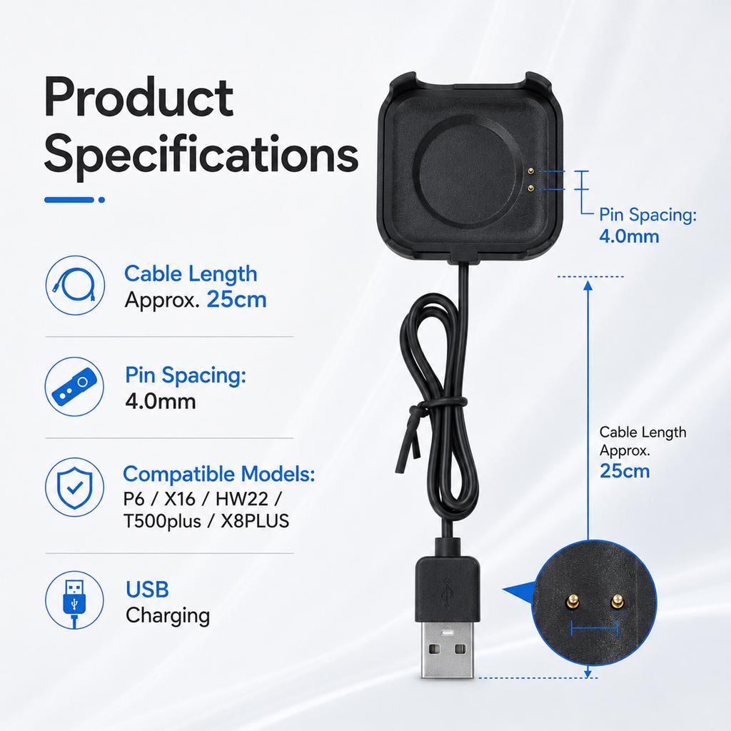 1 szt. Magnetyczna ładowarka do smartwatcha Kabel do ładowania smartwatcha Adapter USB do ładowania dla smartwatcha HW22 7
