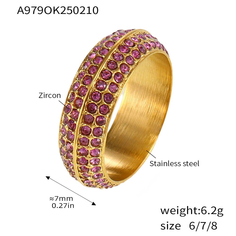 Neuer 316 Edelstahl Blau Grün Rosa Zirkonia Ring Damenmode Runder Partner Fingerring Luxus Zirkon Accessoires