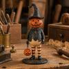 Saisonale Bauernhaus-Dekoration Kürbis-Hexe Figur, Gruselige Halloween-Statue mit Laterne, Harz Herbst Tisch Vintage Gotisch für Tischplatte Kaminsims Regal
