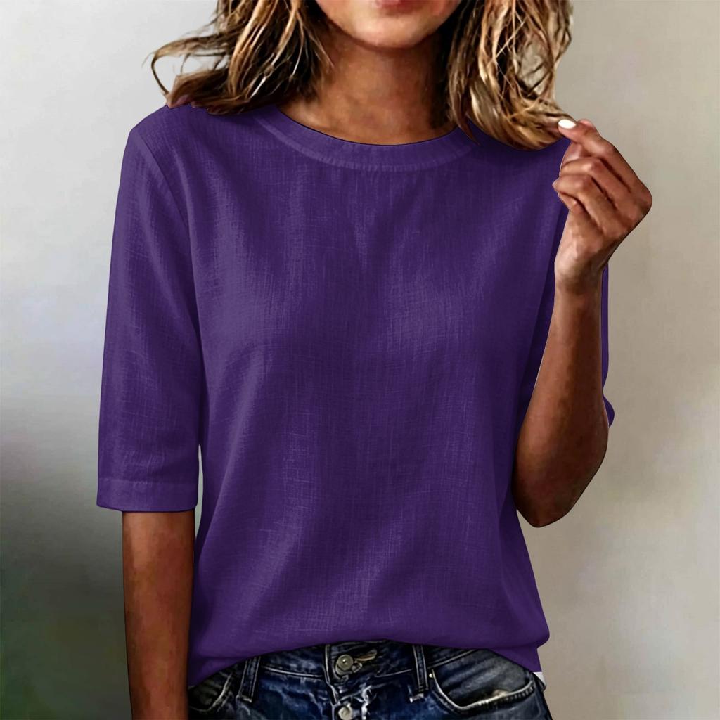 Women's Casual Loose Fit Half Sleeve T Shirt Lightweight Round Neck Comfortable Everyday Top Suitable for Various Occasions