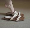 Fashion Woven Sandals and Slippers for Women 2025 New Holiday Style Square Head Mid-heel Outward Wear Flip-flops