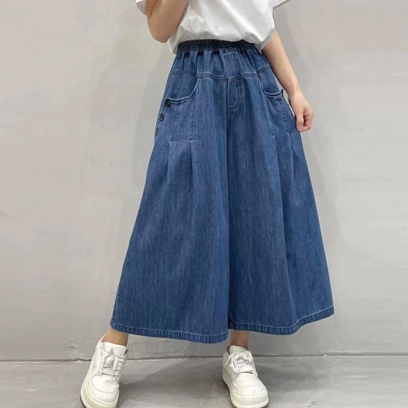 ZANZEA Damebukser med vide ben og elastisk midje