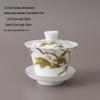 Blue and White Ceramic Gaiwan Tea Set - Three-Talent Bowl, Tasting Cup, and Brewing Device with Lid