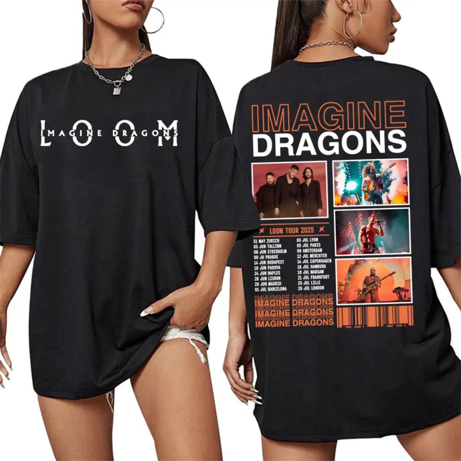 

Imagine Dragons Loom World Tour T-shirt Men and Women Summer Cotton Y2K Clothing Casual Fashion Short Sleeved Tee Streetwear S разноцветный