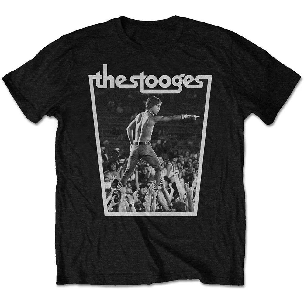 Camiseta de Algodón con Estampado de la Portada del Álbum Debut de The Stooges Streetwear Proto Punk Unisex Cuello Redondo Manga Corta