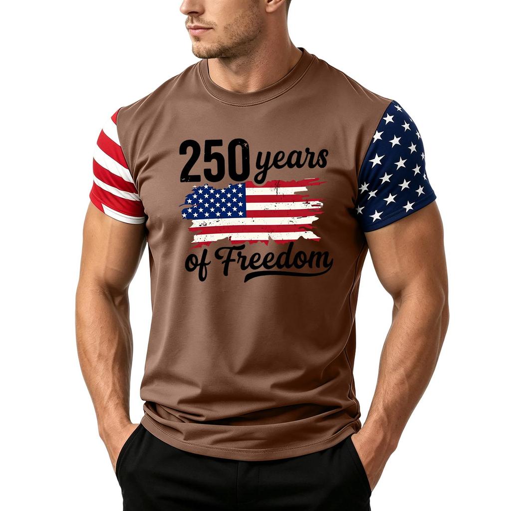 Men's Independence Day Flag Print Short Sleeve T-Shirt, Loose Casual Daily Summer Tops