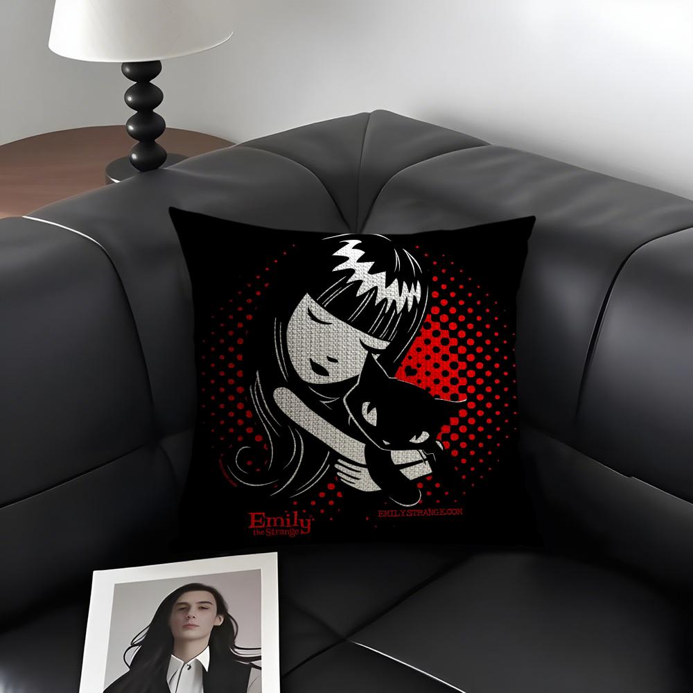 E-Emily The S-Strange Cushion Cover Natural Linen Organic Fabric Double-Sided Printing Sofa Home Decor Gift Pillow Case