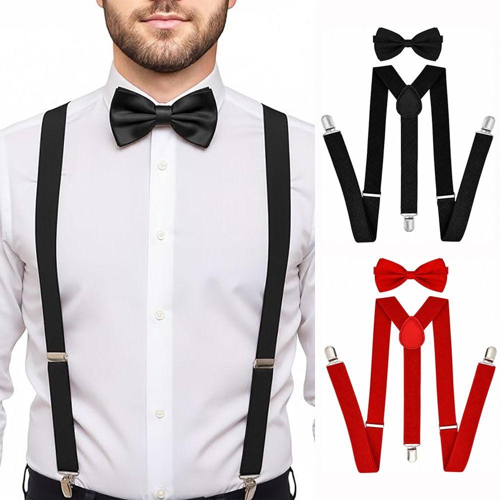 Tirantes Fuertes de Metal Set de Pajarita Ajustables Tirantes para Adultos Nuevos Tirantes para Adultos Hombres Mujeres