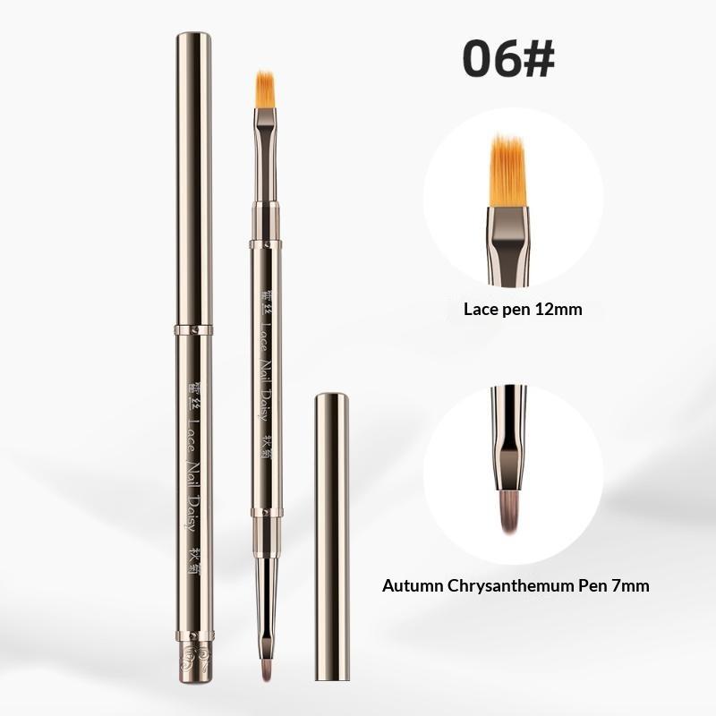 Double Head Nail Brush Metal Handle Uv Gel Liner Brush Painting Drawing Pen Crystal Acrylic Nail Art Manicure Brushes Tool