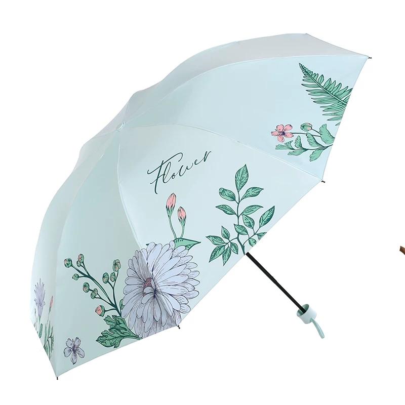 Paradise Umbrella Sun Protection UV Protection Sunshade New Genuine Goods Student Black Glue Three Folding Portable Sun Umbrella Men and Women