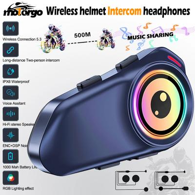 G1 Motorcycle Helmet Bluetooth Intercom 1000mAh Battery MP3 Player Waterproof 500M Range Music Share for 2 Rider