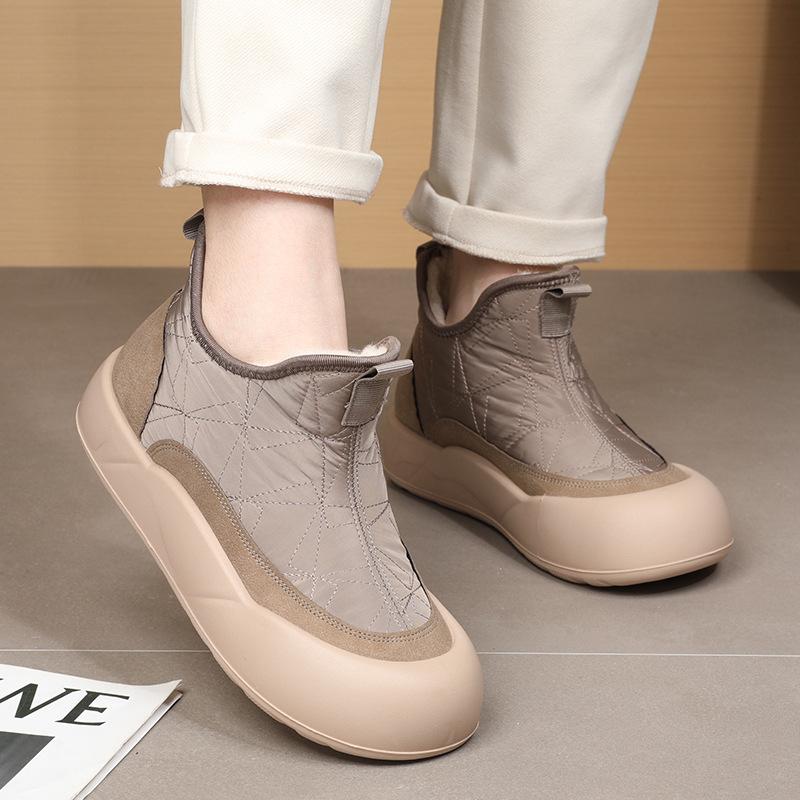 Botas de nieve de plataforma gruesas y cálidas para mujer, botines hasta el tobillo antideslizantes, resistentes al agua, cómodas, con forro de piel sintética, para caminar, para invierno