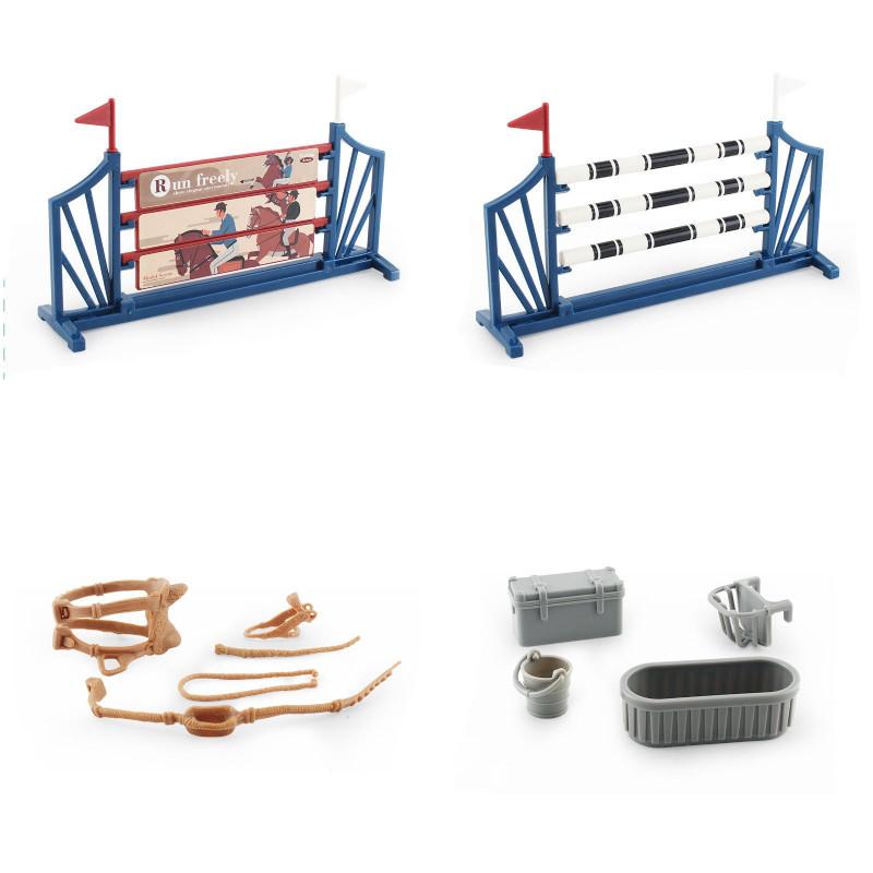 Charming Farmyard Plastic Decor Set Realistic Saddle Barn Pavilion Fence Models