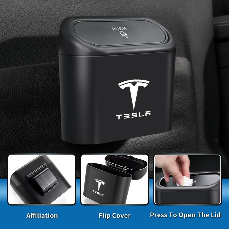 Car Valve Door Trash Can Waterproof Garbage Storage Bucket For Tesla Model 3 Model S Model X Model Y Roadster Bonina Coil