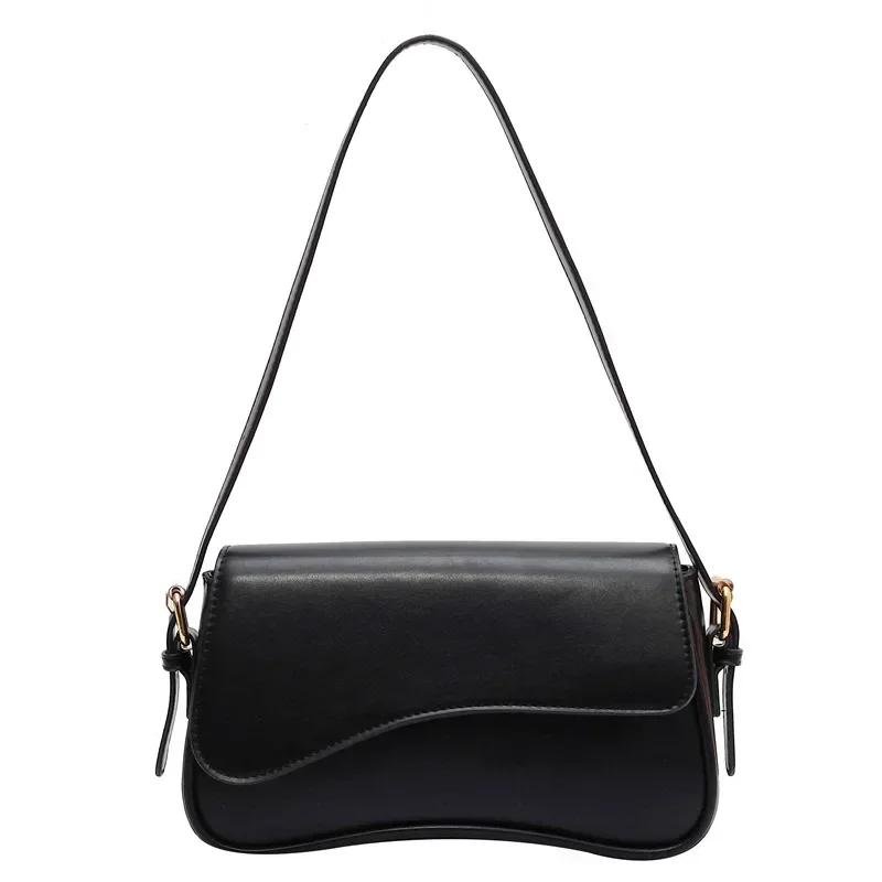 Vintage Leather Crossbody Bag for Women Designer Feminine Small Brim Shoulder Underarm Bag Bags and Bags