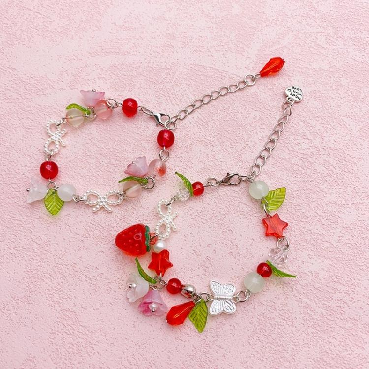 Sweet Flower Bracelet for Women Fashion Bowknot Pearl Beaded Bracelets Jewelry