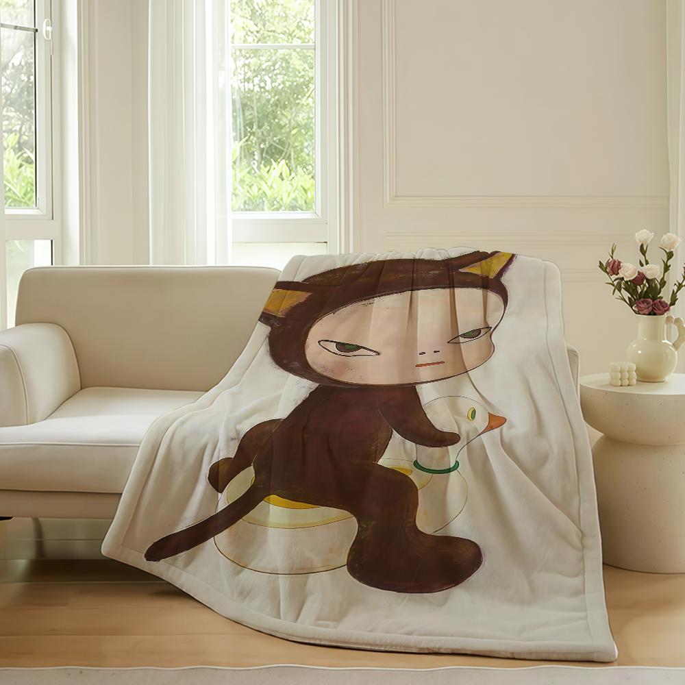 Fashion Print Yoshimoto Nara Blanket For Sofa Office Bed Plane Travel Sleep Read Relax Camping Soft And Warm
