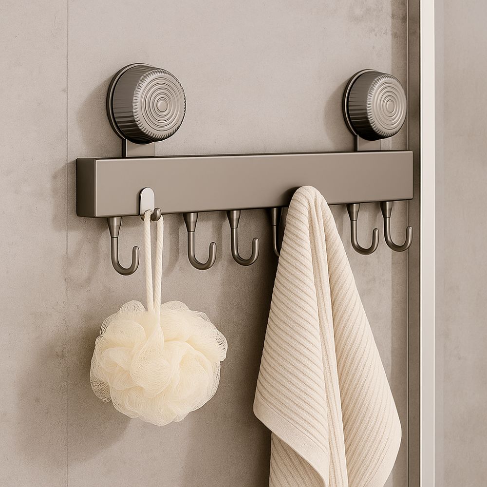 Wall-mounted Suction Cup Hooks Detachable Clothes Hanger Multifunctional Bathroom Rack  Household