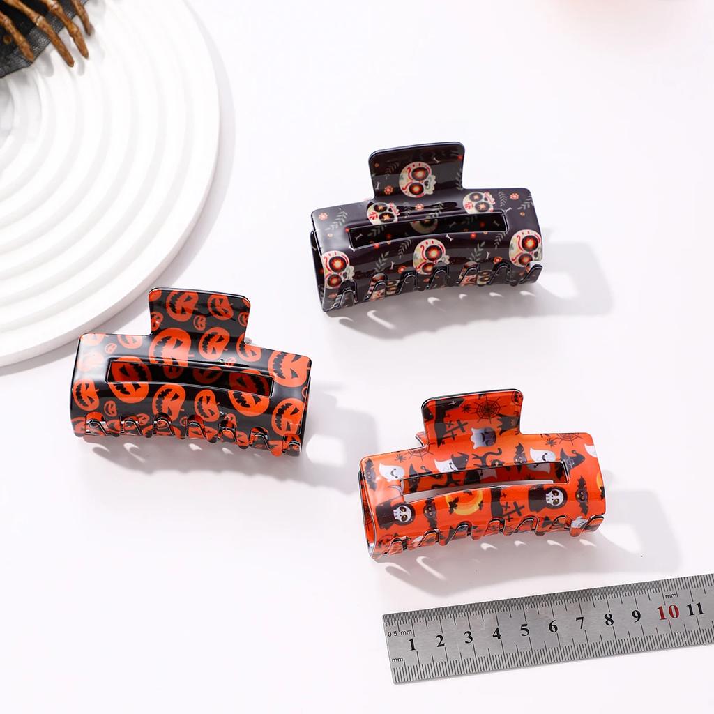 New Women Print Flower Hair Claw Crab Print Hairpin Plastic Hair Clip Clamps Large Size Hair Accessories Girl Halloween