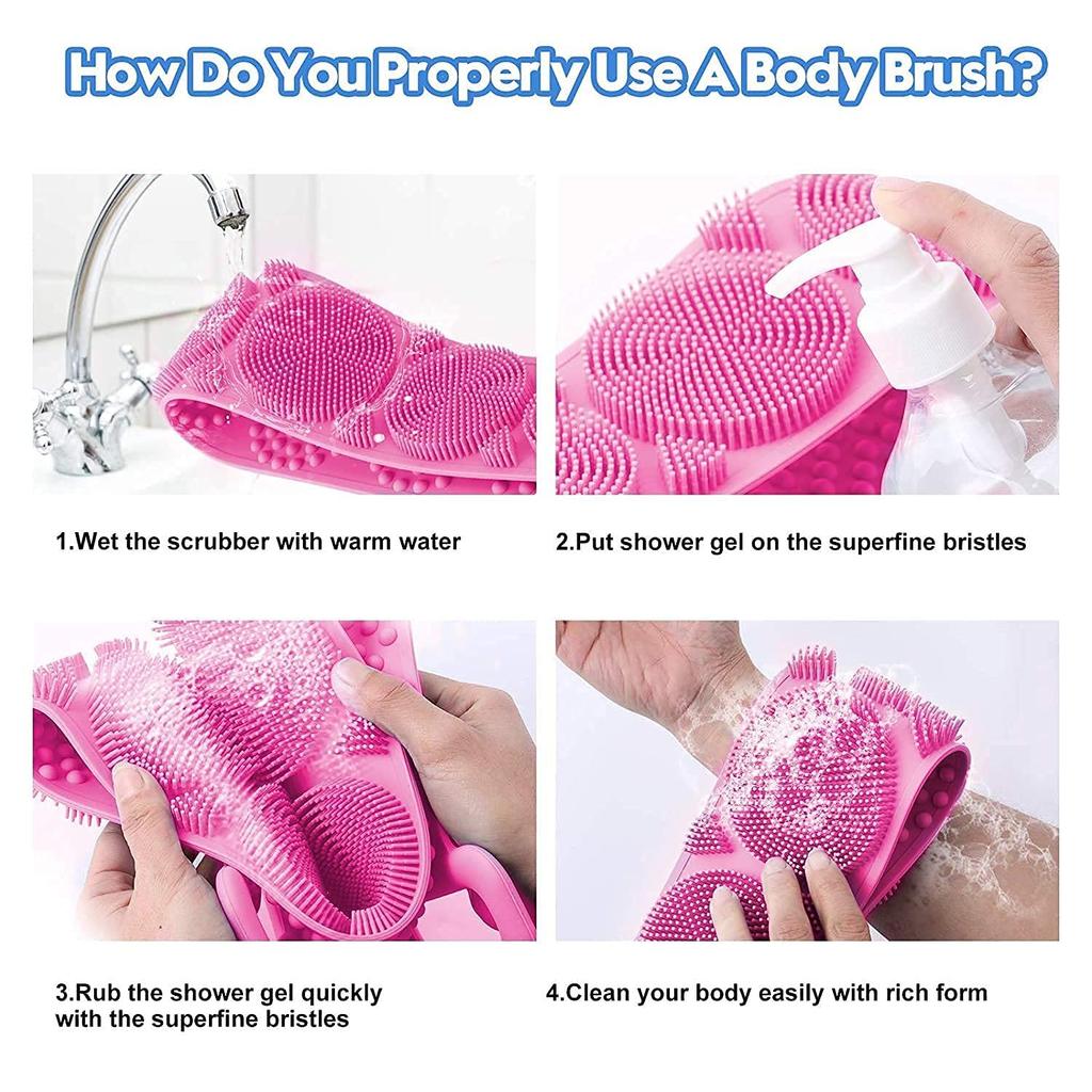 Body Scrubber Belt,Body Scrubber Brush,Silicone Face Scrubber Combination Combo, Super-Exfoliating & Lathering Body Scrubber, Shower Brush | BPA-F